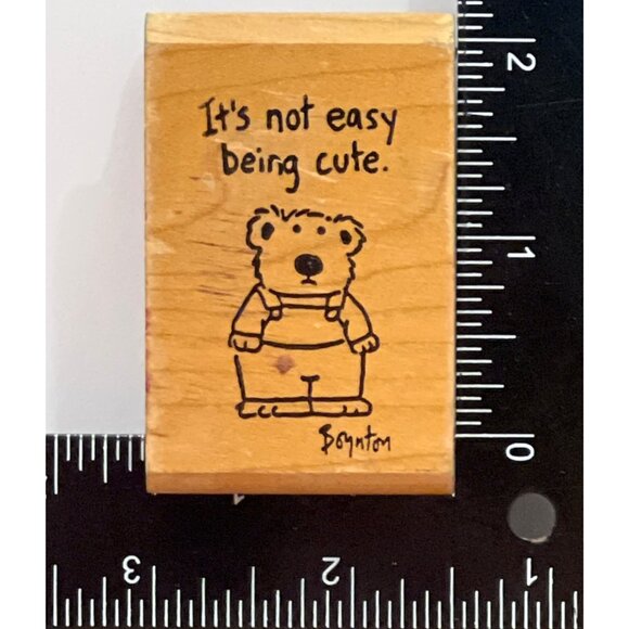 KIDSTAMPS NOT EASY BEING CUTE BEAR WOOD MOUNTED RUBBER STAMP BY SANDRA BOYNTON - Picture 1 of 7